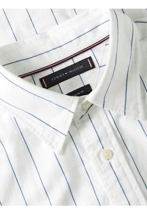 Camisa Blanca A Rayas De Corte Amplio Tommy Hilfiger