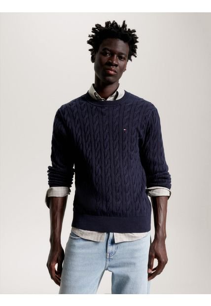 Saco Azul Classics De Punto Trenzado Tommy Hilfiger