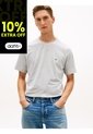 Camiseta Gris De Cuello Redondo Con Logo Bordado Tommy Hilfiger de Tommy Hilfiger