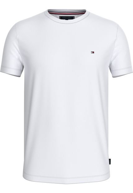 Camiseta Blanca De Tejido Interlock Con Corte Slim Tommy Hilfiger