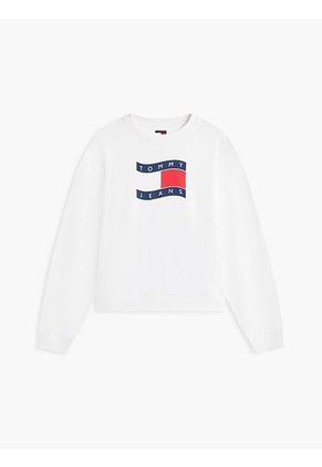 Saco Blanco Holgado De Felpa Con Logo Ondulante Tommy Jeans