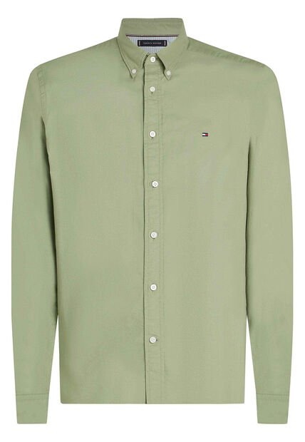 Camisa Verde De Corte Regular Con Logo Bordado Tommy Hilfiger