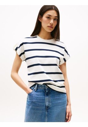 Camiseta Multicolor Con Cuello Redondo Y Botones Dorados Tommy Hilfiger