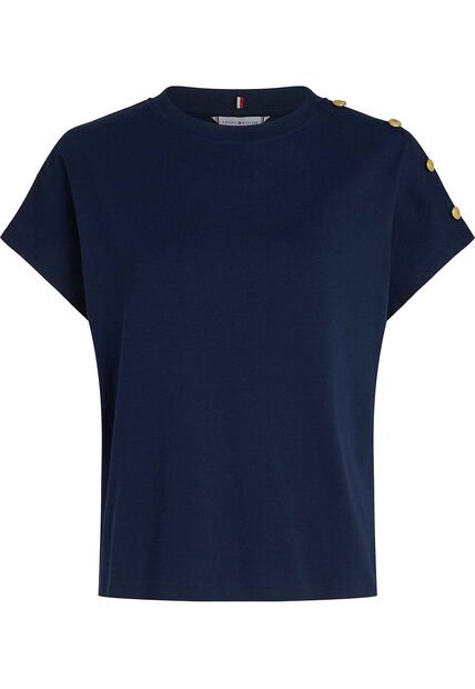 Camiseta Multicolor Con Botones Dorados En El Hombro Tommy Hilfiger