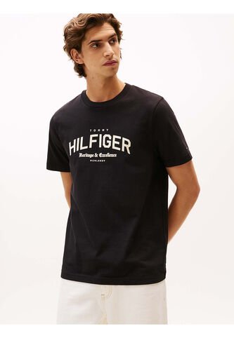 Camiseta Negra De Cuello Redondo Con Logo Gráfico Tommy Hilfiger Tommy Hilfiger