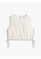 Blusa Beige Sin Mangas Con Lazada En Mezcla De Lino Tommy Jeans de Tommy Hilfiger