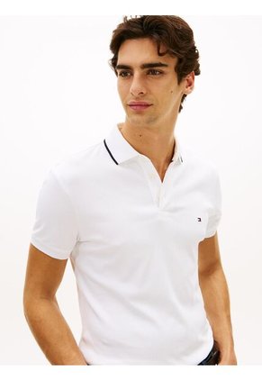 Polo Blanco Slim Con Acabado Tipped Tommy Hilfiger