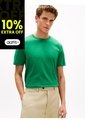 Camiseta Verde De Cuello Redondo Con Logo Bordado Tommy Hilfiger de Tommy Hilfiger