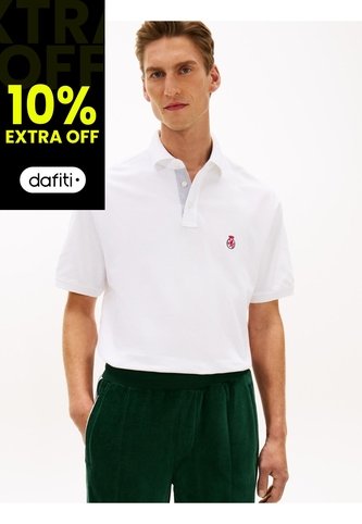 Polo Blanco Archive Crest Con Logo Tommy Hilfiger Tommy Hilfiger