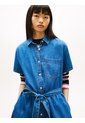 Minivestido Azul Camisero De Chambray Con Cinturón Tommy Jeans de Tommy Hilfiger