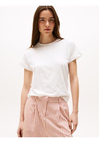 Camiseta Blanca Texturizada De Cuello Redondo Tommy Hilfiger Tommy Hilfiger