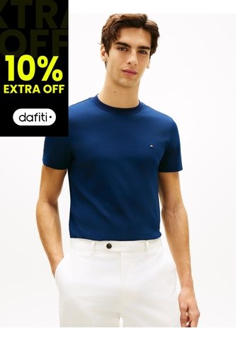 Camiseta Azul De Tejido Interlock Con Corte Slim Tommy Hilfiger Tommy Hilfiger