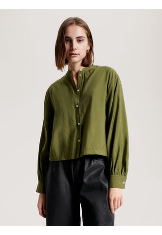 Camisa Sin Cuello Con Corte Cropped Mujer Verde Tommy Hilfiger Tommy Hilfiger