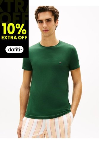 Camiseta Verde De Cuello Redondo Y Corte Extra Slim Tommy Hilfiger Tommy Hilfiger