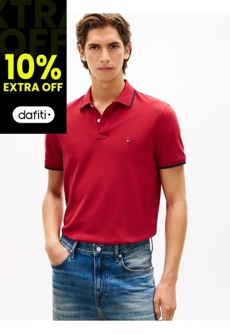 Polo Rojo De Piqué Con Corte Regular Tommy Hilfiger Tommy Hilfiger