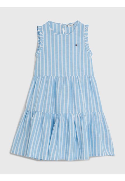 Vestido De Rayas Celeste Para Niña Tommy Hilfiger