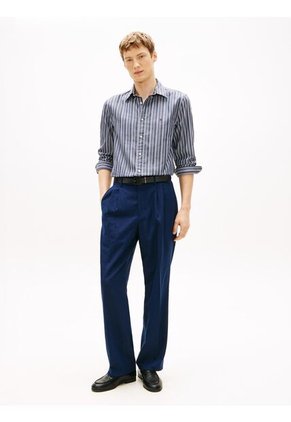 Camisa Azul Regular Con Rayas Texturizadas Tommy Hilfiger
