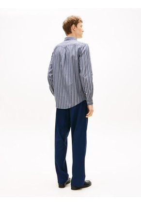 Camisa Azul Regular Con Rayas Texturizadas Tommy Hilfiger