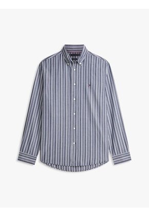 Camisa Azul Regular Con Rayas Texturizadas Tommy Hilfiger
