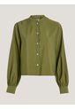 Camisa Sin Cuello Con Corte Cropped Mujer Verde Tommy Hilfiger de Tommy Hilfiger