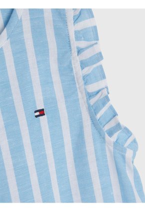 Vestido De Rayas Celeste Para Niña Tommy Hilfiger