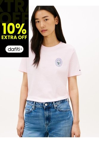 Camiseta Rosa De Corte Regular Con Logo Gráfico En El Pecho Tommy Hilfiger Tommy Hilfiger