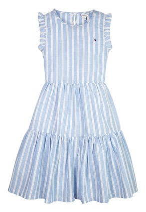 Vestido De Rayas Celeste Para Niña Tommy Hilfiger