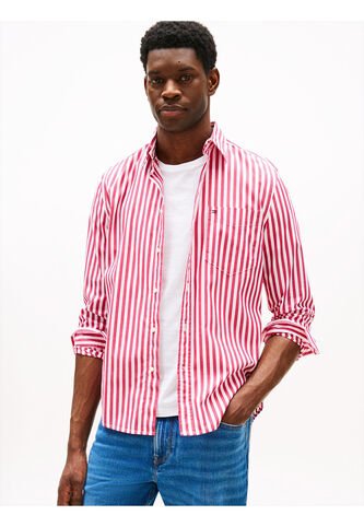Camisa Rosa De Rayas TH Flex De Corte Regular Tommy Hilfiger Tommy Hilfiger