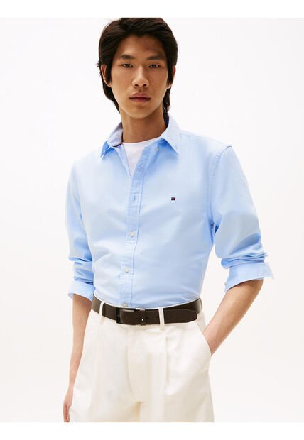 Camisa Celeste TH Flex Slim De Tejido Dobby Tommy Hilfiger