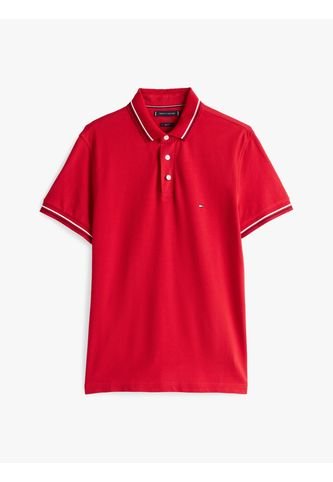Polo Rojo Ribeteado De Corte Slim Tommy Hilfiger Tommy Hilfiger