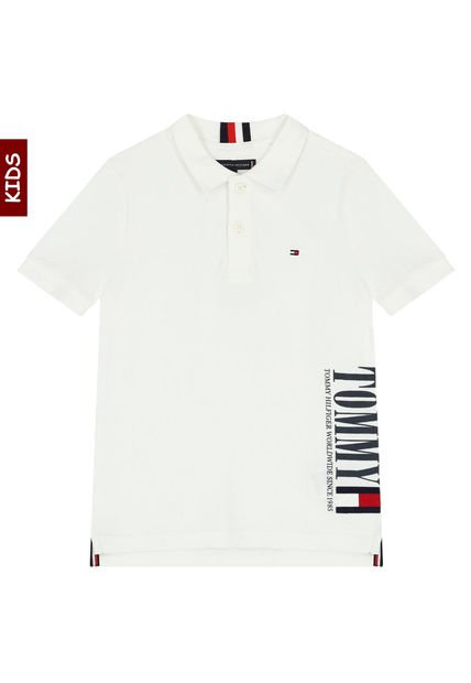 Polo Niño De Piqué De Algodón Orgánico Blanco Tommy Hilfiger