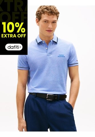 Polo Azul Oxford Two Tone De Corte Regular Tommy Hilfiger Tommy Hilfiger