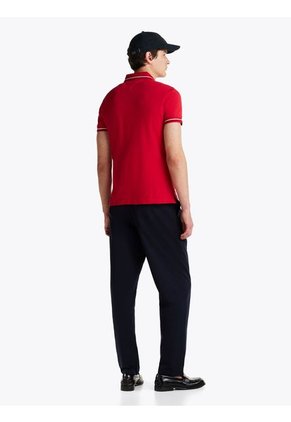 Polo Rojo Ribeteado De Corte Slim Tommy Hilfiger