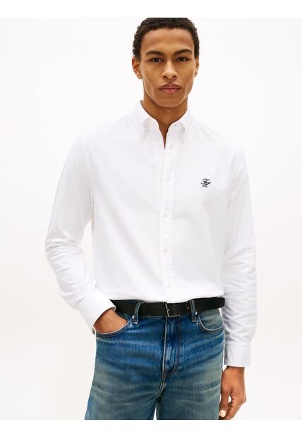 Camisa Blanca Heritage Regular Con Logo Tommy Hilfiger