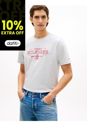 Camiseta Gris Heritage Con Logo Gráfico Tommy Hilfiger Tommy Hilfiger