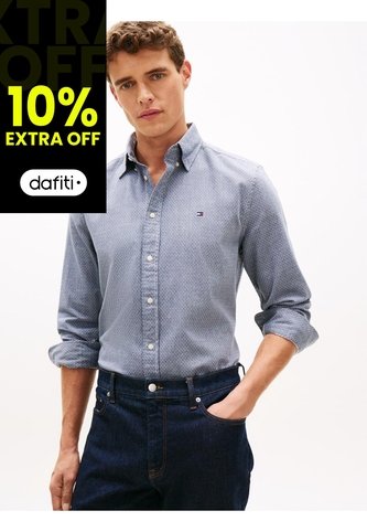 Camisa Azul TH Flex Regular Tommy Hilfiger Tommy Hilfiger
