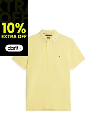 Polo Amarillo De Piqué Con Corte Regular Tommy Hilfiger Tommy Hilfiger