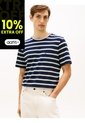 Camiseta Azul De Rayas Con Cuello Redondo Tommy Hilfiger de Tommy Hilfiger
