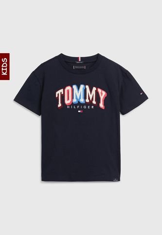 Tommy Hilfiger - Camiseta Niño Con Logo En Puro Algodón Orgánico Azul Tommy Hilfiger