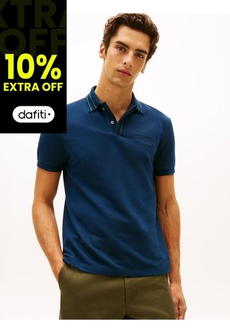 Polo Azul De Corte Regular Con Logo Tommy Hilfiger Tommy Hilfiger