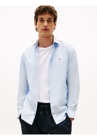 Camisa Celeste Flex Poplin De Corte Slim Tommy Hilfiger Tommy Hilfiger