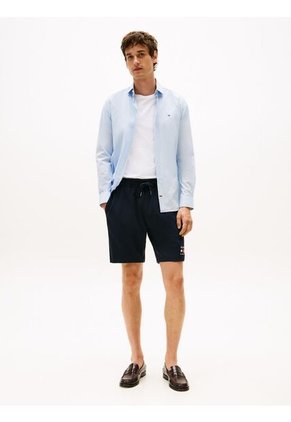 Camisa Celeste Flex Poplin De Corte Slim Tommy Hilfiger