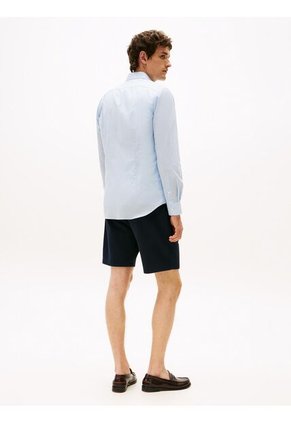 Camisa Celeste Flex Poplin De Corte Slim Tommy Hilfiger