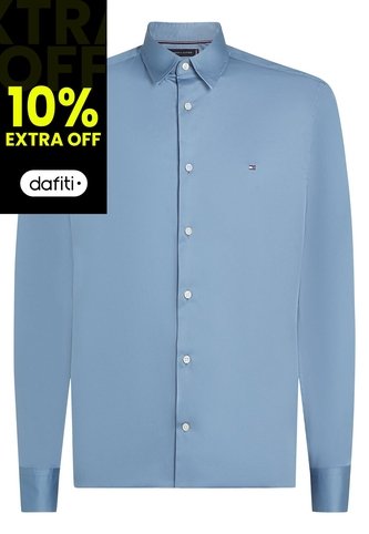 Camisa Azul Solid Con Logo Tommy Hilfiger Tommy Hilfiger