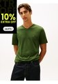 Camiseta Verde Con Cuello En V Y Logo Tommy Hilfiger de Tommy Hilfiger