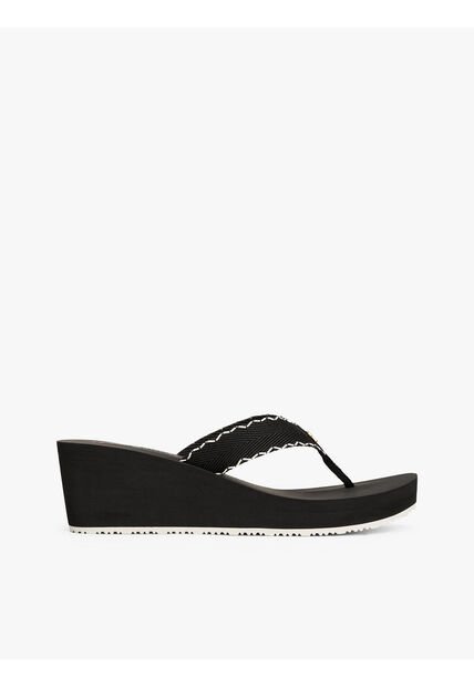 Sandalias Negro De Cuña Con Monograma TH Tommy Hilfiger