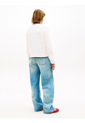Saco Blanco Amplio Ribeteado Con Logo En Intarsia Tommy Jeans