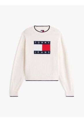 Saco Blanco Amplio Ribeteado Con Logo En Intarsia Tommy Jeans