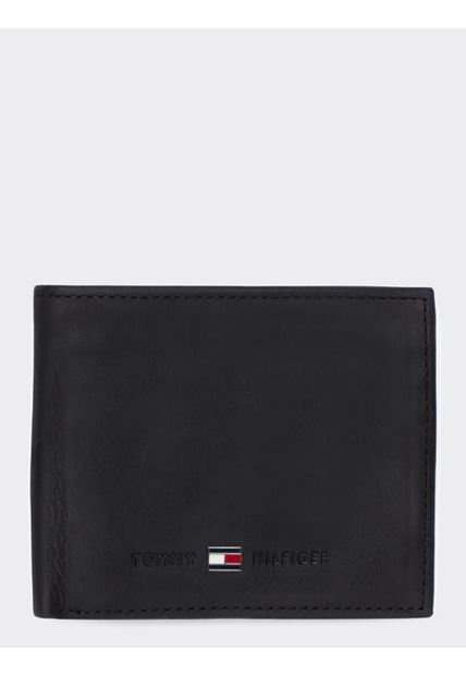 Cartera Pequeña Y Plegable De Piel Negro Tommy Hilfiger