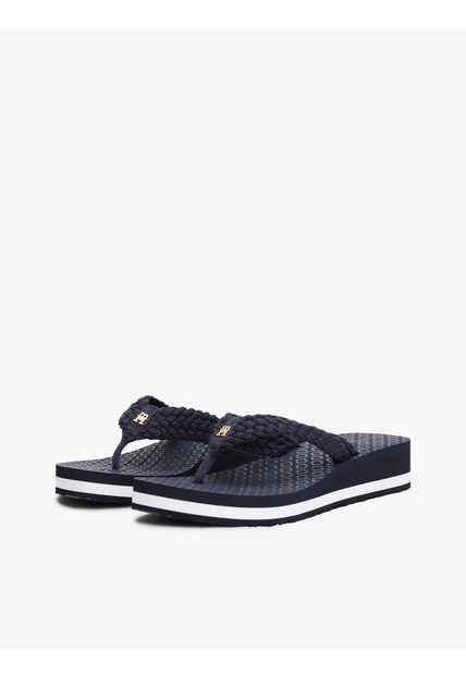 Sandalias Azul De Cuña Con Monograma TH Tommy Hilfiger